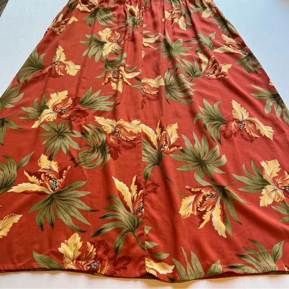 Sag Harbor Women's Skirt Beautiful Floral Size Large Burnt orange, sage & cream